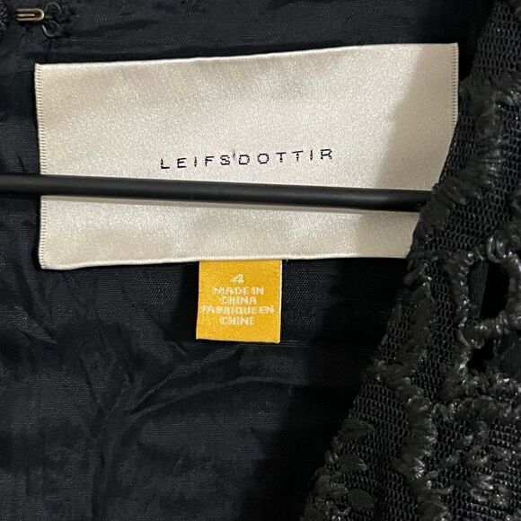 Leifsdottir Anthropologie Black Lace Eyelet Dress Lingonberry Sleeveless Size 4 - Picture 4 of 15